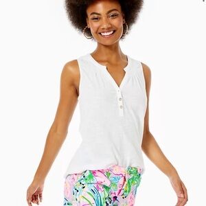 LILLY PULITZER White Essie Sleeveless Tank Top Sz XS